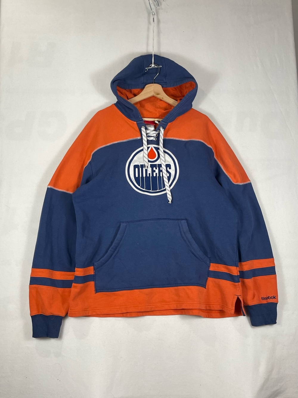 Vtg Reebok Face Off Collection Edmonton Oilers Sweatshirt Jersey Hoodie Sz XL